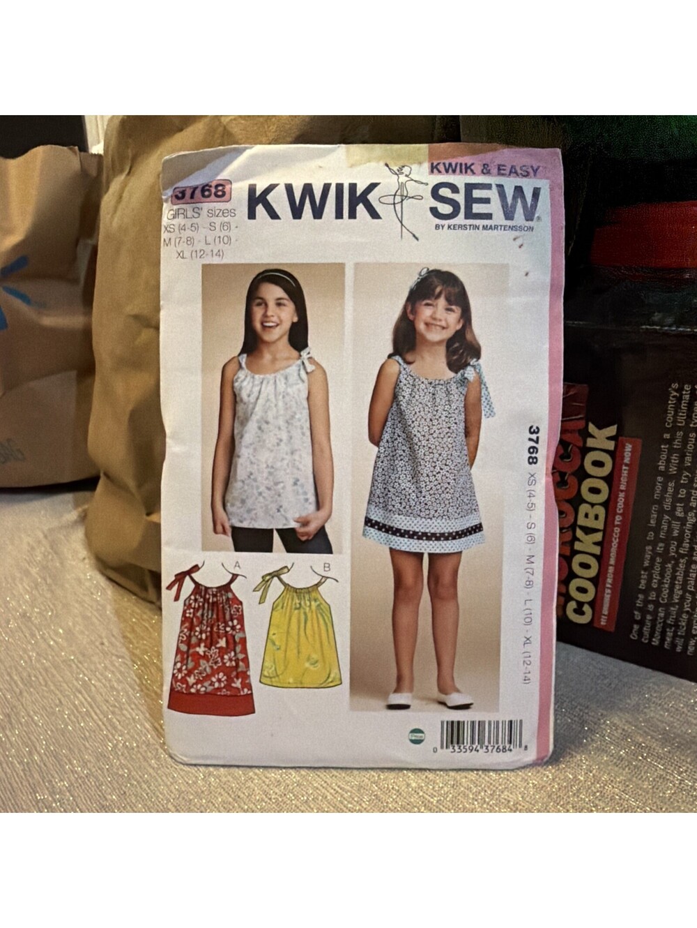 Kwik Sew Pattern 3768 - Girls Dress & Tunic -Size XS-XL. Marker Spot on Envelope